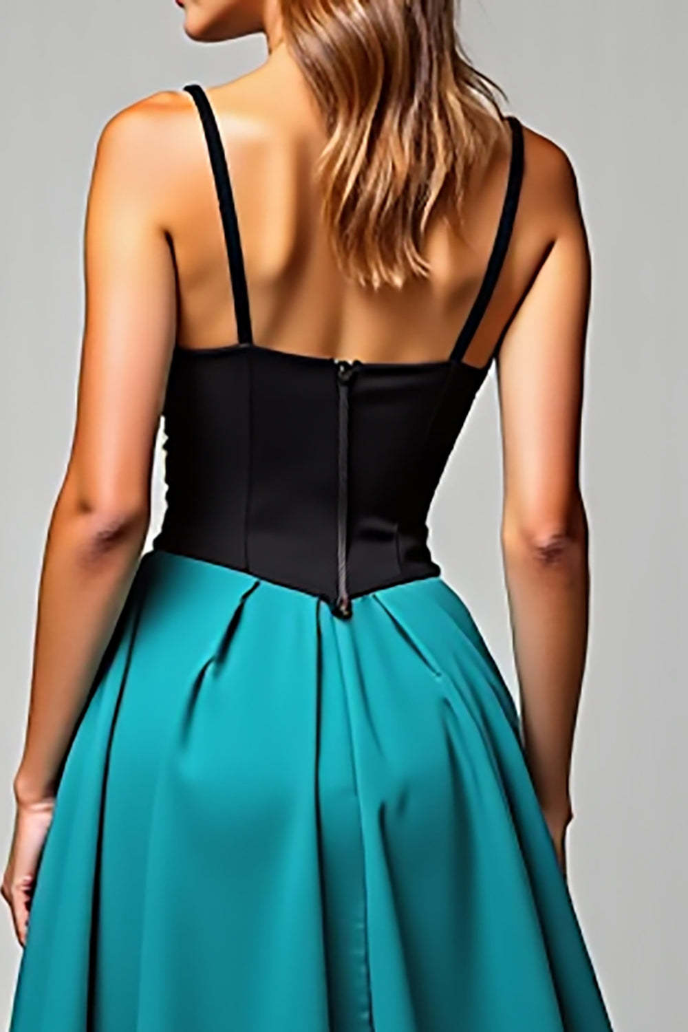 Peacock Blue Wedding Guest Dress A Line Black Wedding Guest Dress Satin Long Formal Dress
