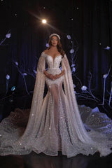 Pearl Long Sleeves Beaded Mermaid Sweetheart Evening Formal Dress