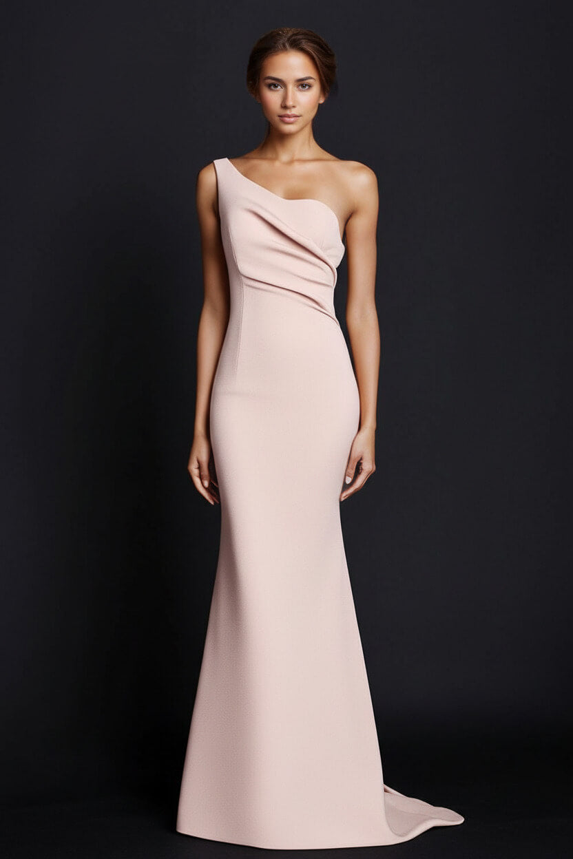 One Shoulder Khaki Wedding Guest Dress Mermaid Long Formal Dress