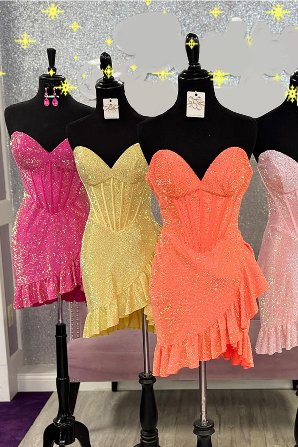 Pink Beaded Homecoming Dresses Corset Ruffled Short Tight Cocktail Dresses