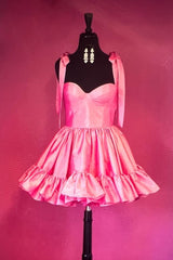 Pink Homecoming Dress Ruched Corset A-Line Short Prom Dress