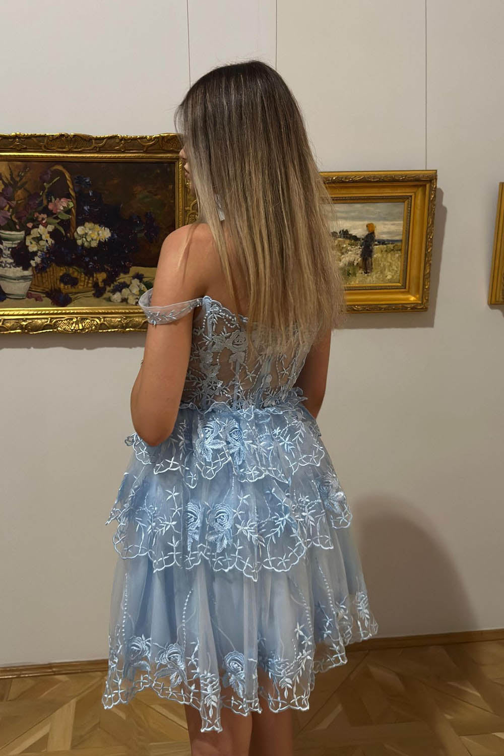 Pink Homecoming Dresses A-Line Off the Shoulder Tiered Short Cocktail Dresses