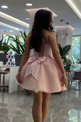 Pink Homecoming Dresses A Line Sweetheart Corset Short Cocktail Dresses