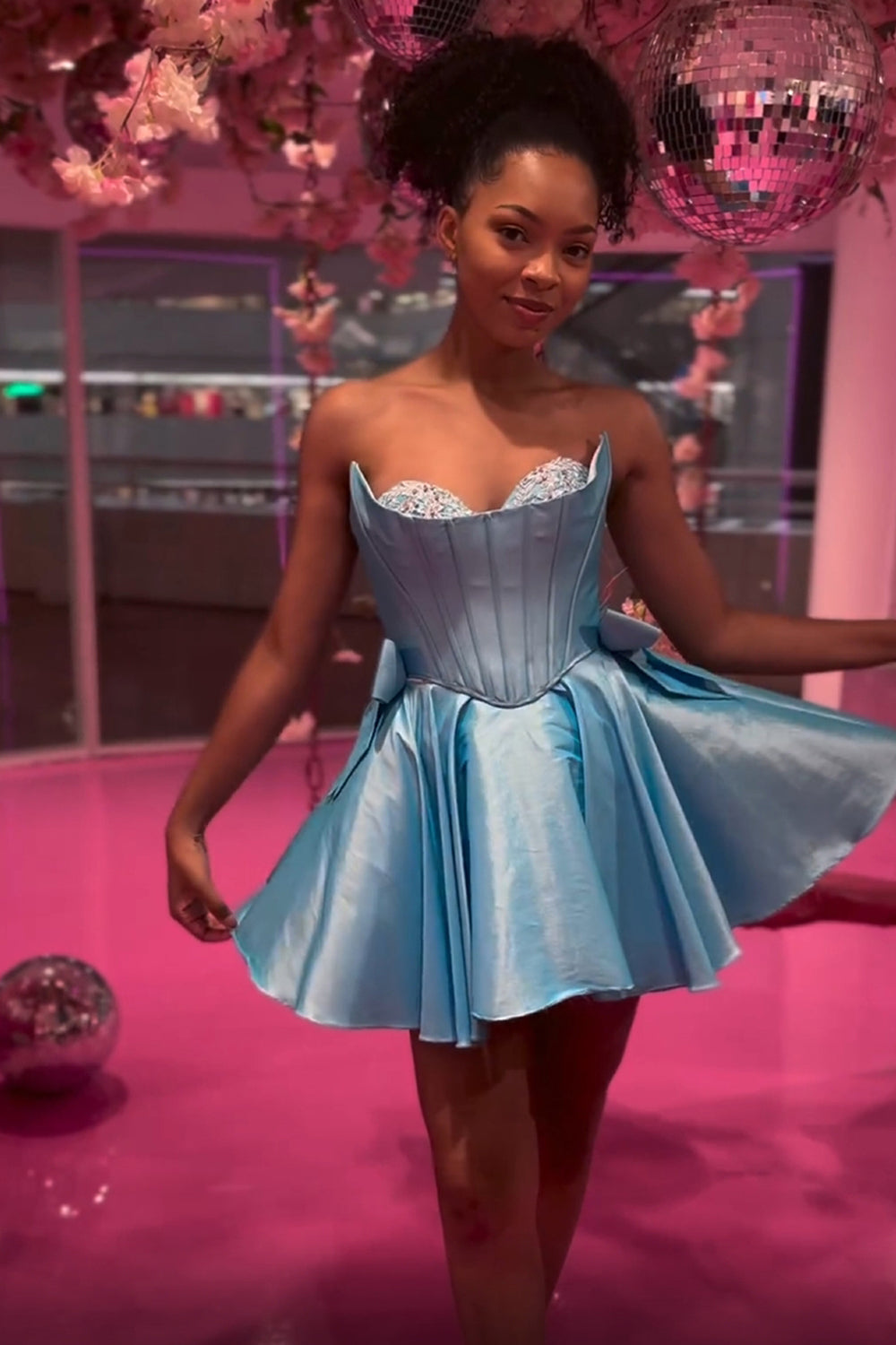 Pink Homecoming Dresses Corset Sweetheart A Line Short Cocktail Dresses