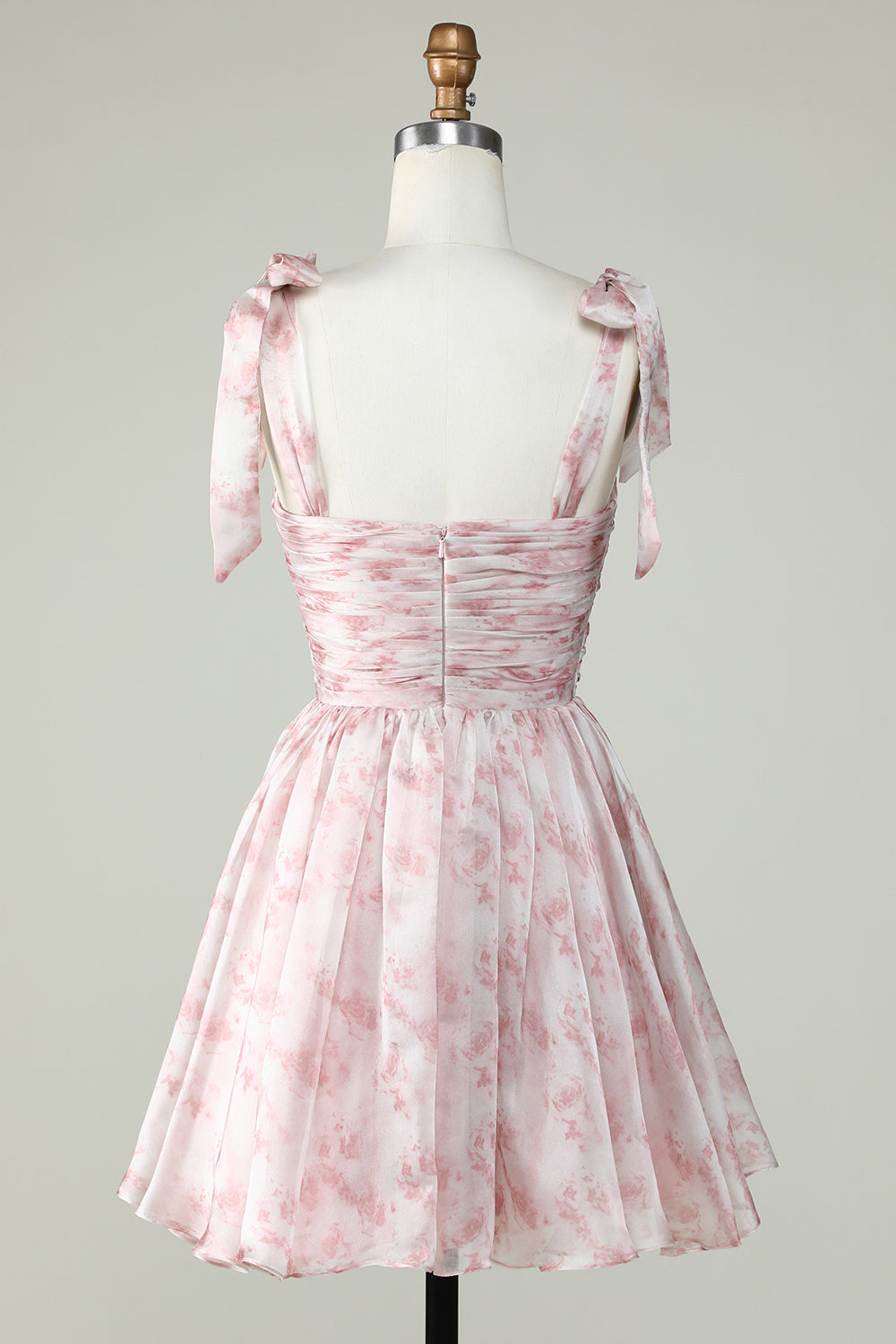 Pink Homecoming Dresses Floral Print A-Line Short Cocktail Dresses