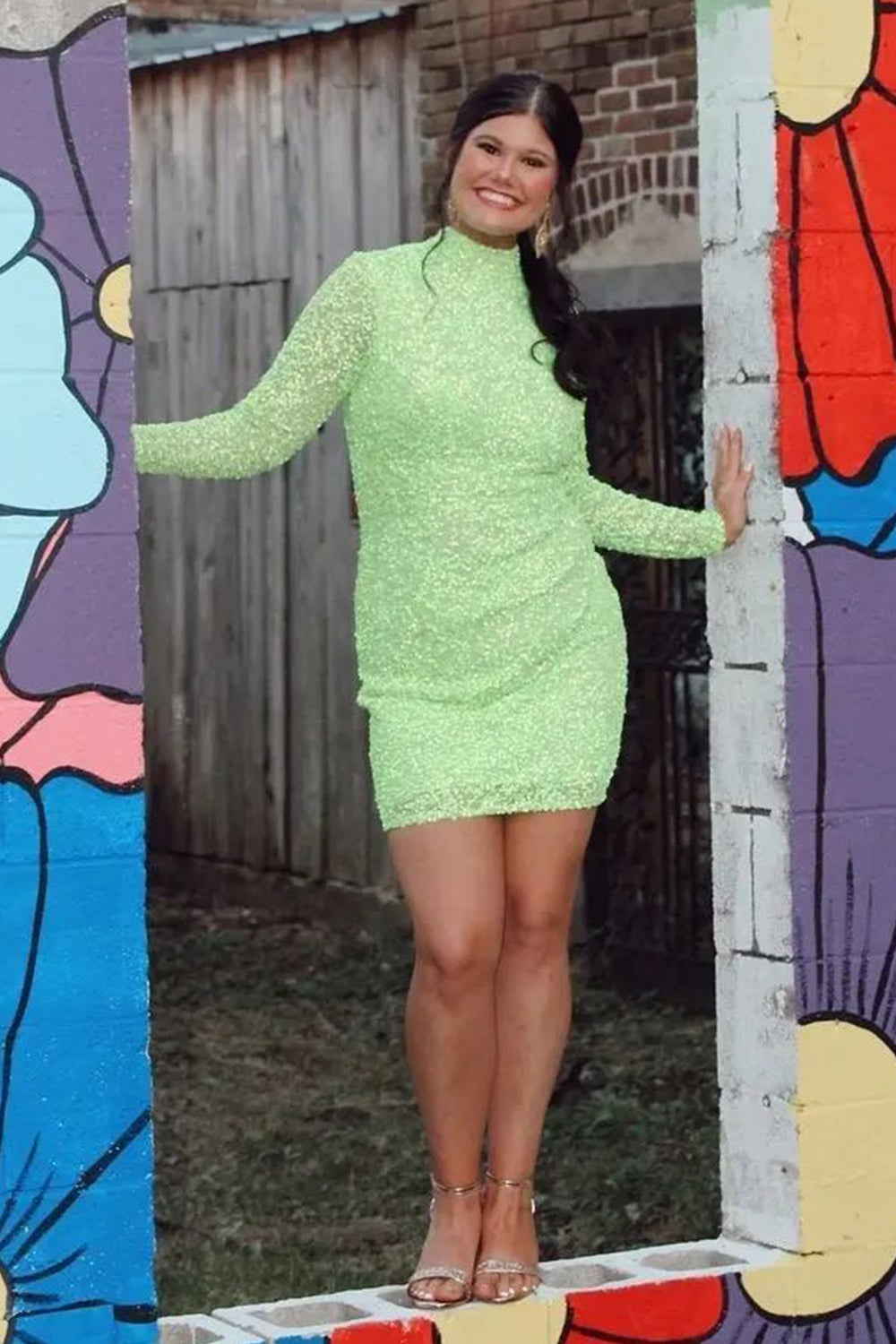 Pink Homecoming Dresses Sequin Open Back Tight Short Cocktail Dresses