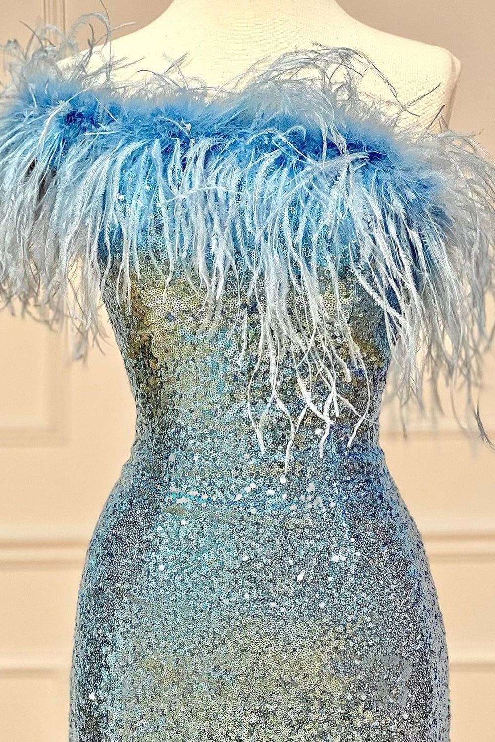 Pink Homecoming Dresses Tight Sequin Prom Dress with Feathers