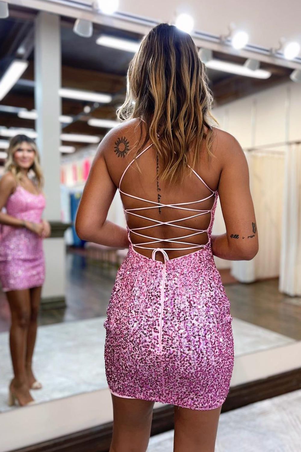 Pink Homecoming Dresses Tight Yellow Homecoming Dresses Sequin Prom Dress
