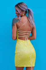 Pink Homecoming Dresses Tight Yellow Homecoming Dresses Sequin Prom Dress