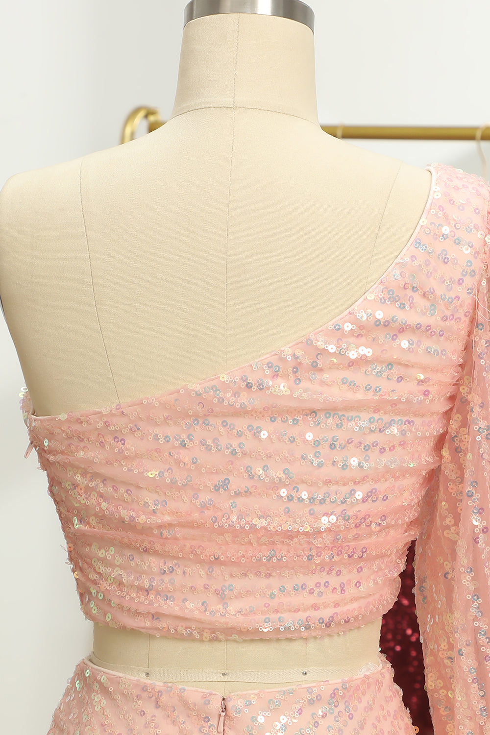 Pink Homecoming Dresses Two Piece Sequin Prom Dress