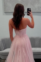 Suzhoufashion Pink Mermaid Sweetheart Lace Prom Dress With Tulle Train Formal Evening Gown