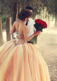 Pink Tulle Ball Gown Wedding Dresses Sweetheart Vestidos De Novia Bridal Gowns With Rhinestones