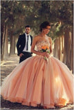 Pink Tulle Ball Gown Wedding Dresses Sweetheart Vestidos De Novia Bridal Gowns With Rhinestones