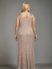 Plus Size 2 Piece Mother of the Bride Dress Set with Square Neck and Long Sheath