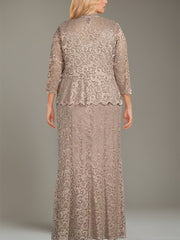 Plus Size 2 Piece Mother of the Bride Dress Set with Square Neck and Long Sheath