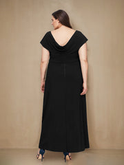 Plus Size A Line Scoop Neck Short Sleeve Ankle Length Mother of the Bride Dress with Ruffles and Sequins