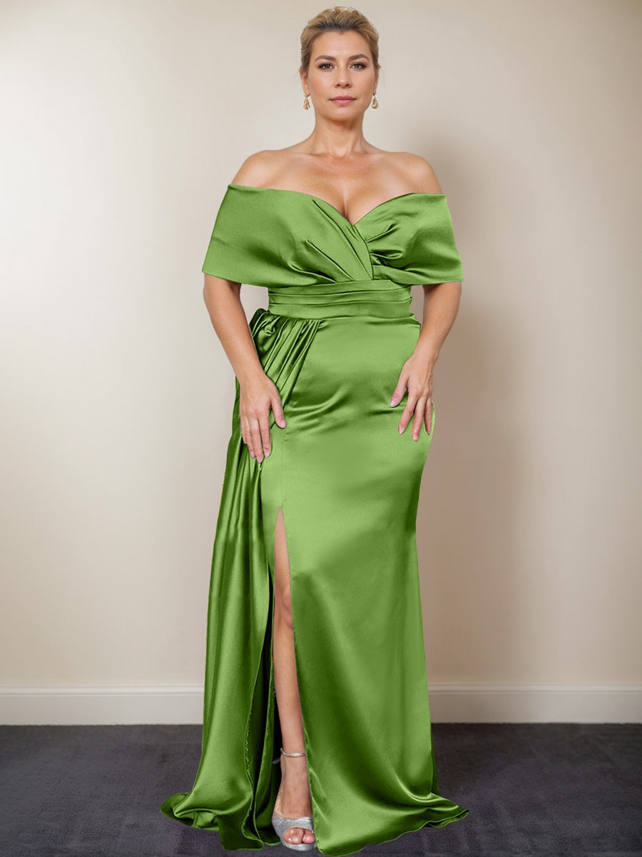 Plus Size Off the Shoulder Mother of the Bride Trumpet Mermaid Dress with Side Split