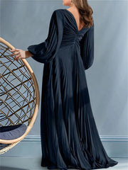 Plus Size V Neck A Line Gown for the Mother of the Bride with Ruched Detail