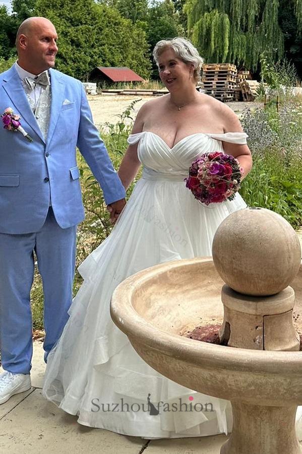 Plus Size Wedding Dresses Off The Shoulder Tulle Bridal Gowns