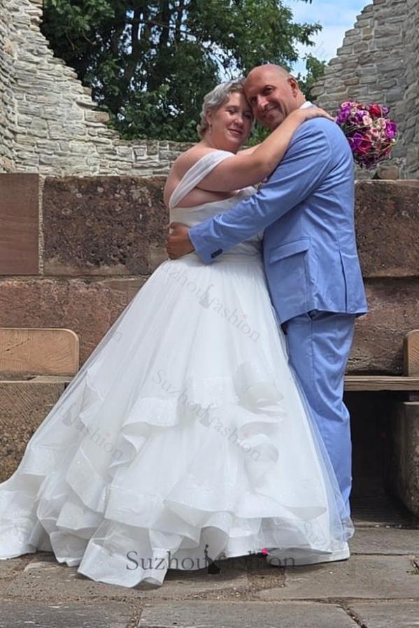 Plus Size Wedding Dresses Off The Shoulder Tulle Bridal Gowns