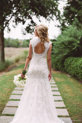 Popular Sheath Wedding Dresses Sleeveless Court Train Bridal Dress