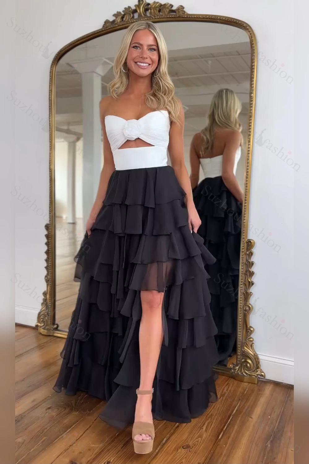 Princess Blush Prom Dress Sweetheart Ruffled Long Formal Dress With Slit