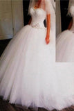 Princess Sweetheart Ball Gown Wedding Dresses Puffy Tulle Crystals Bridal Dresses
