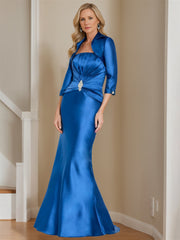 Pure Color Long Strapless Mermaid Gown for the Mother of the Bride