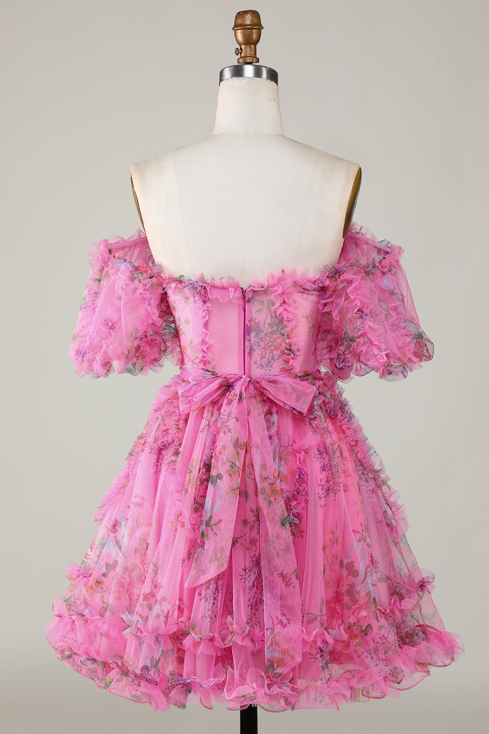 Purple Homecoming Dresses Floral A-Line Short Cocktail Dresses