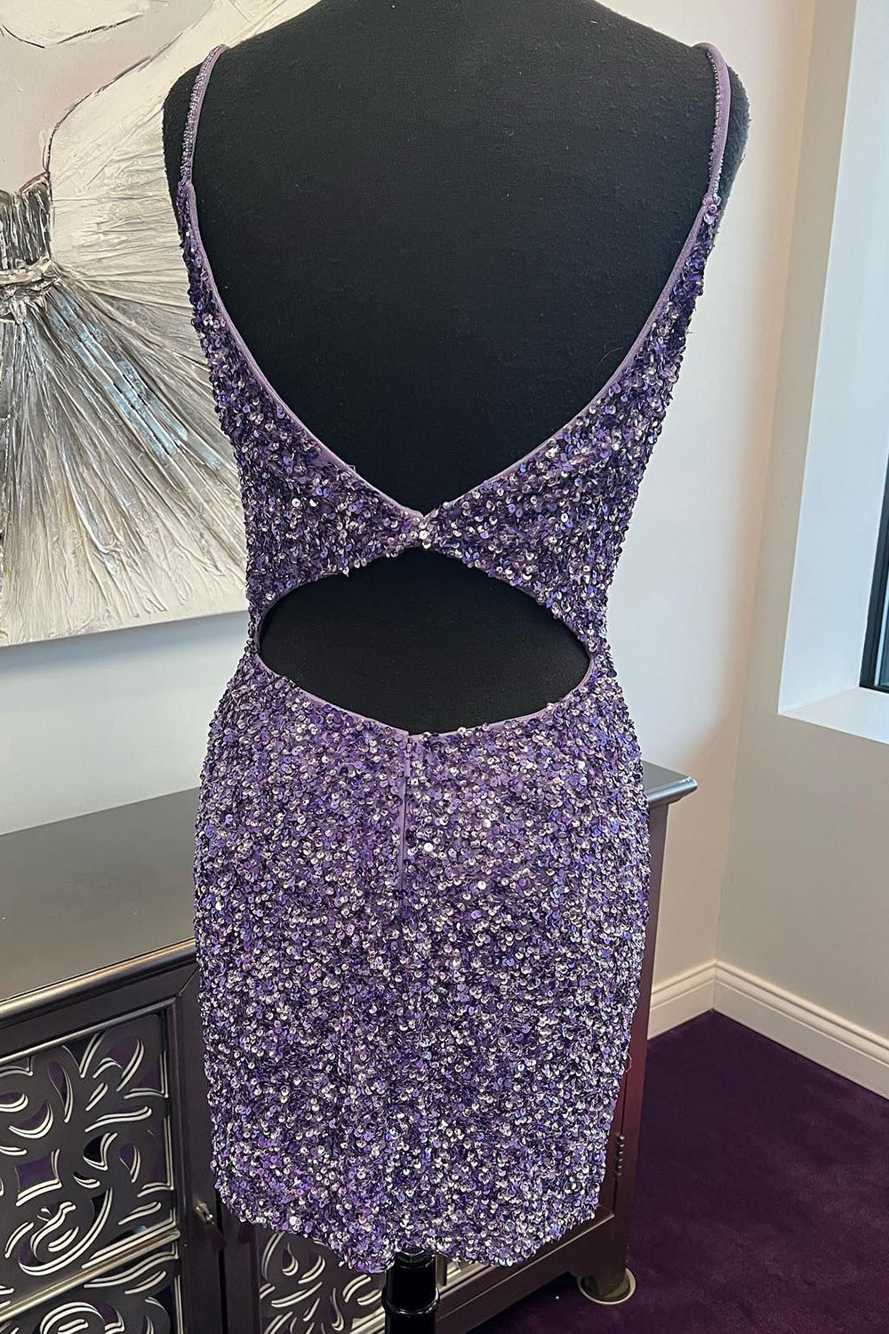 Purple Homecoming Dresses Open Back Short Hoco Dress