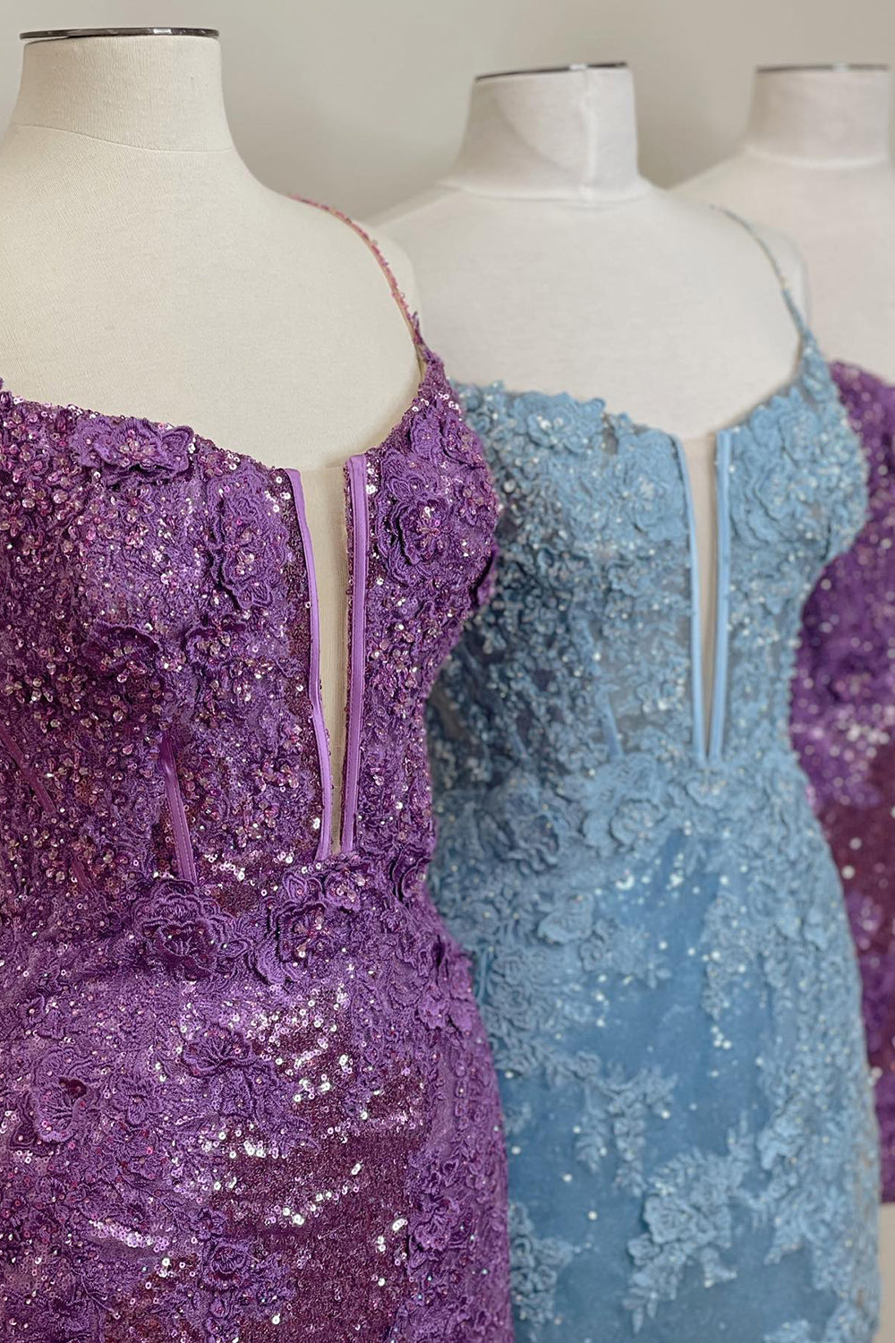 Purple Homecoming Dresses Sequin Lace-Up Tight Short Cocktail Dresses