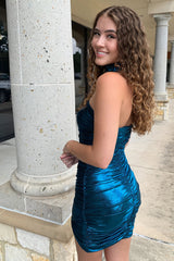 Purple Homecoming Dresses Strapless Ruched Tight Short Cocktail Dresses