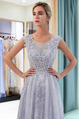 Purple Lace Appliques Crystal Evening Dresses | Elegant Sleeveless Long Evening Gowns Online