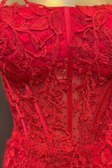 Red Homecoming Dress Corset Lace Sleeveless Tight Short Prom Dress
