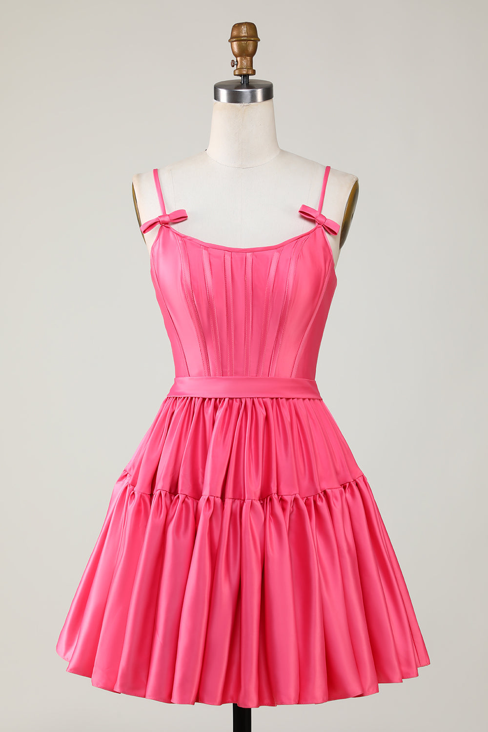 Red Homecoming Dresses A Line Spaghetti Straps Short Satin Prom Dress