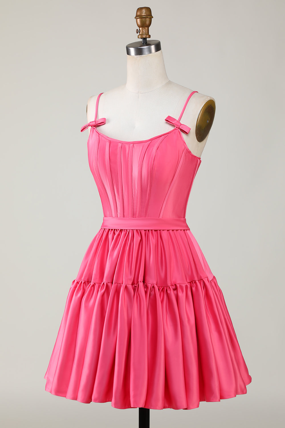 Red Homecoming Dresses A Line Spaghetti Straps Short Satin Prom Dress