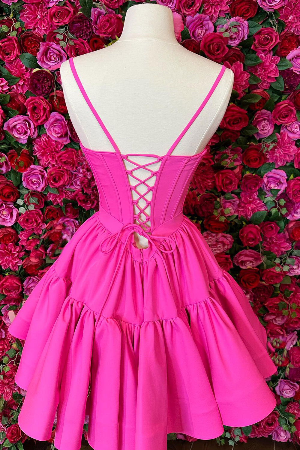 Red Homecoming Dresses A Line Spaghetti Straps Short Satin Prom Dress