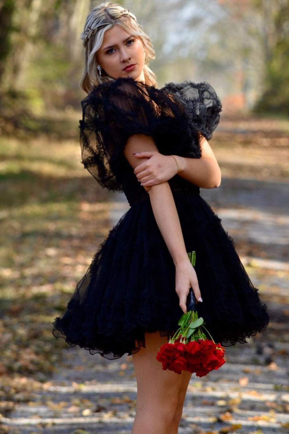 Red Homecoming Dresses Corset Strapless A-Line Short Tulle Prom Dress with Detachable Sleeves