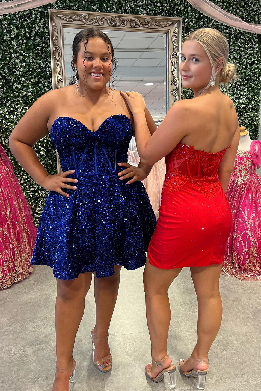 Red Homecoming Dresses Corset Sweetheart Bodycon Prom Dress With Appliques