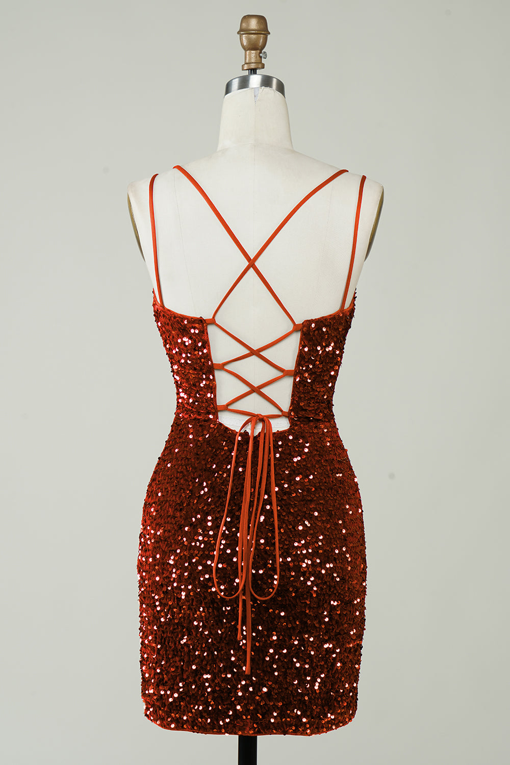 Red Homecoming Dresses Criss-Cross Straps Sequin Tight Short Hoco Dress