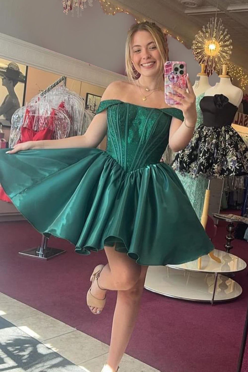 Red Homecoming Dresses Off The Shoulder Corset A Line Short Cocktail Dresses