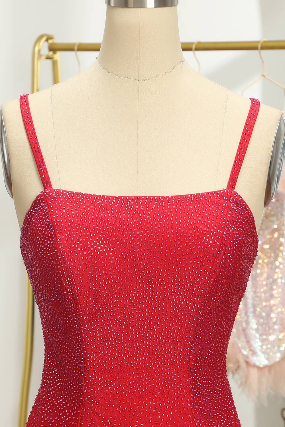 Red Homecoming Dresses Sequin Lace-Up Tight Short Cocktail Dresses