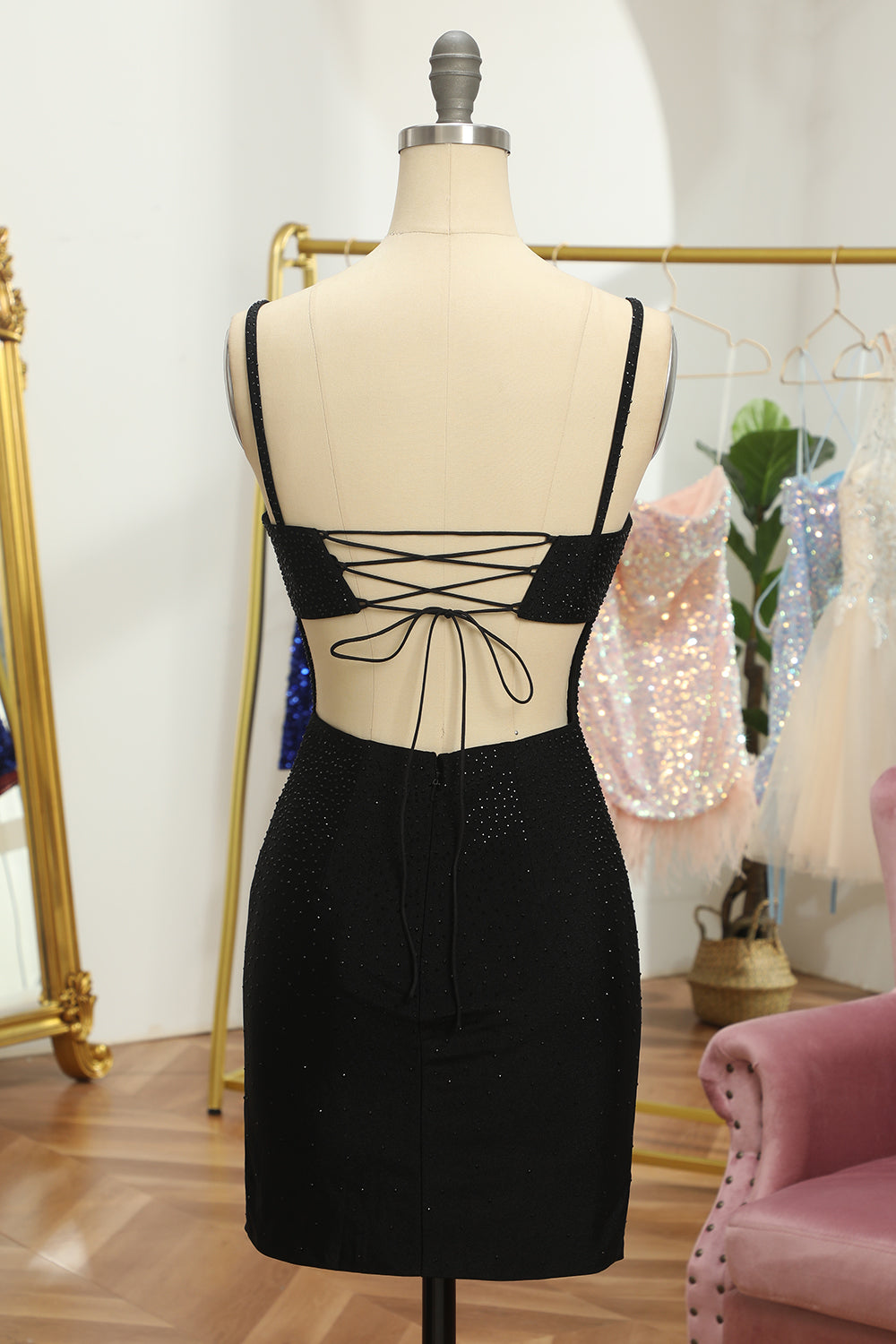 Red Homecoming Dresses Sequin Lace-Up Tight Short Cocktail Dresses