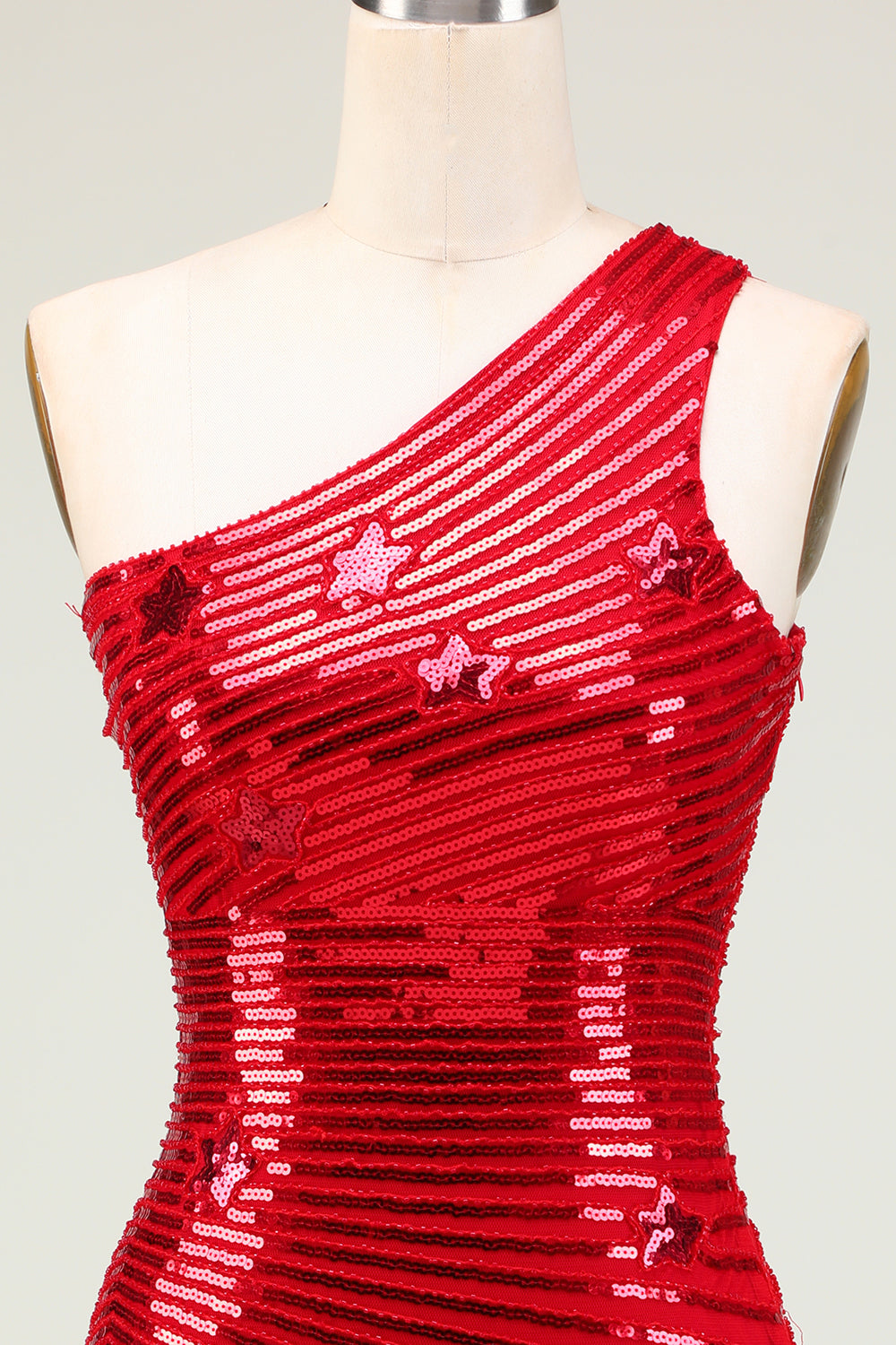 Red Homecoming Dresses Sequin Stars Tight Short Cocktail Dresses