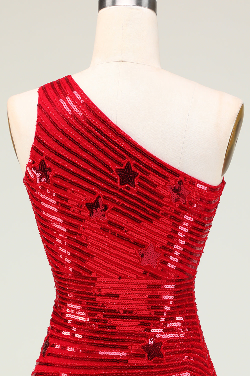 Red Homecoming Dresses Sequin Stars Tight Short Cocktail Dresses