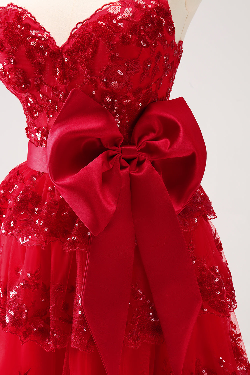 Red Homecoming Dresses Strapless A Line Short Cocktail Dresses with Bow