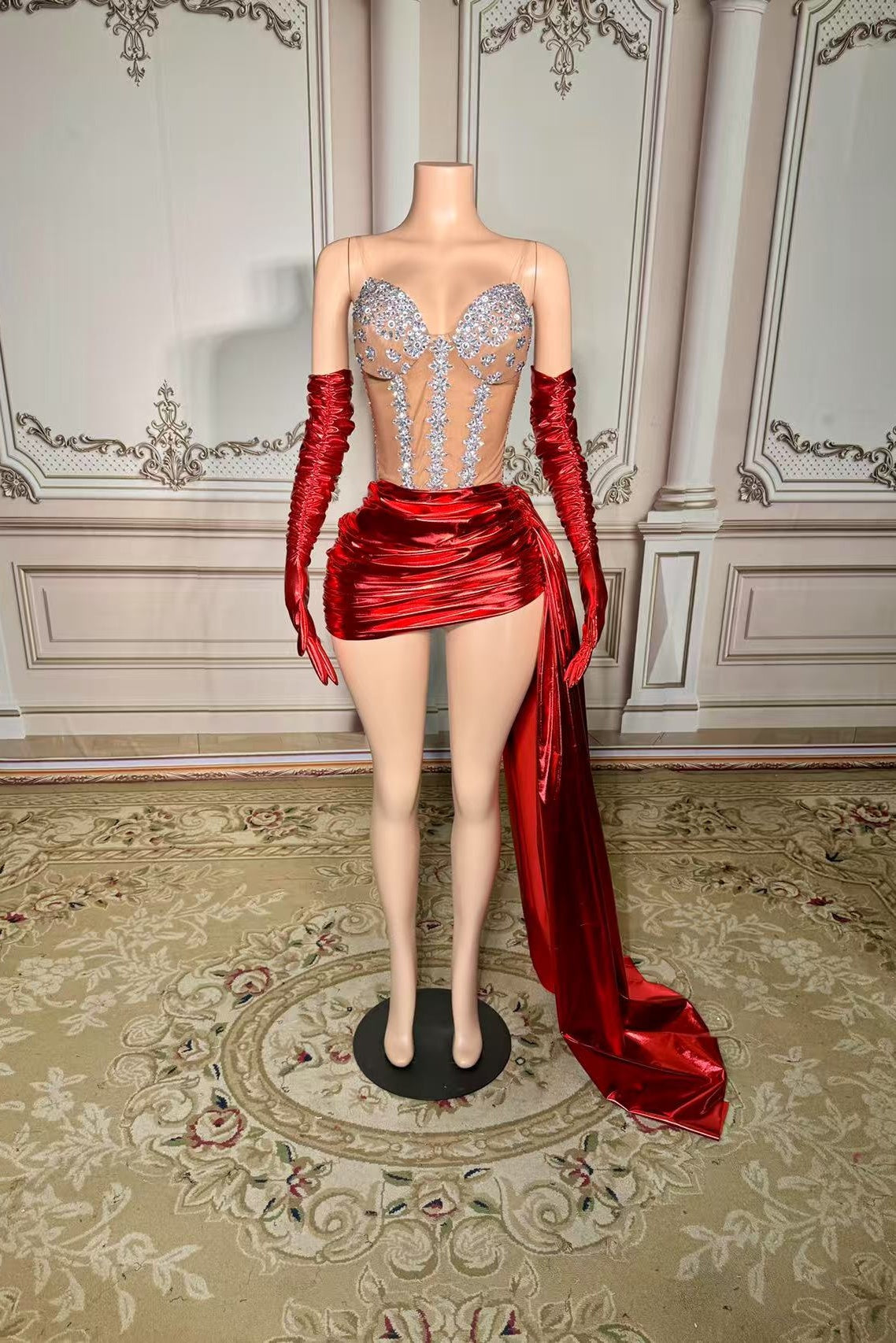 Red Homecoming Dresses Sweetheart Neck Mini Cocktail Dress with Panel Train