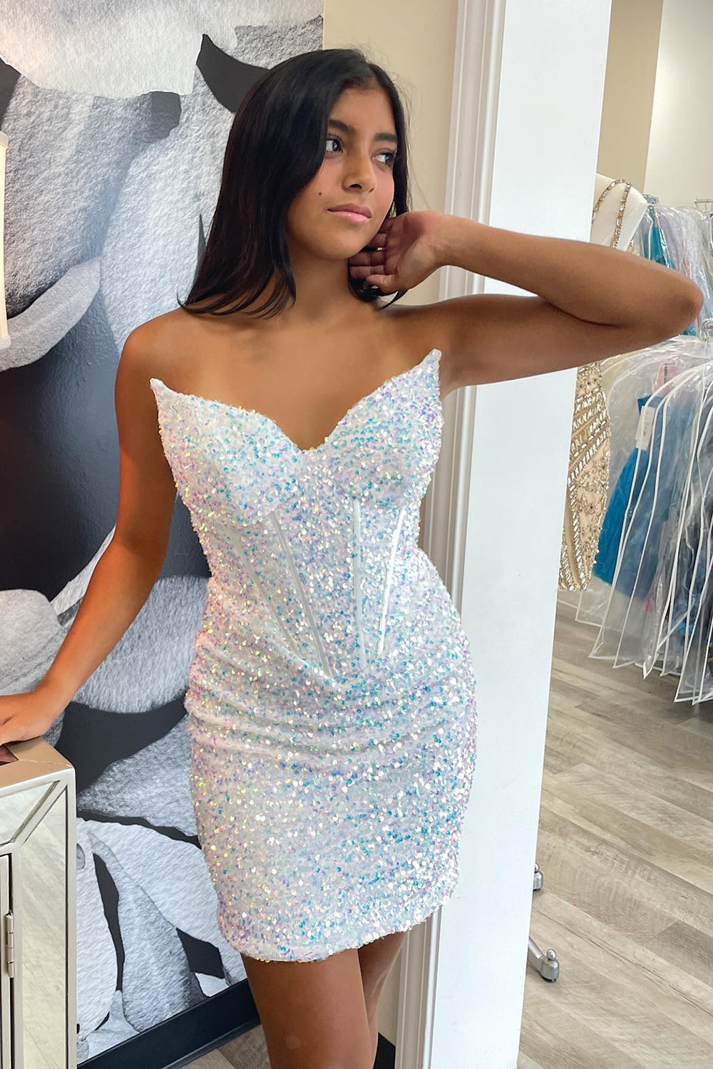 Red Homecoming Dresses Sweetheart Sequin Tight Short Cocktail Dresses