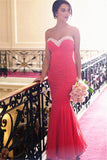 Red Sweetheart Ruffled Evening Dresses Sexy Open Back Bridesmaid Dress