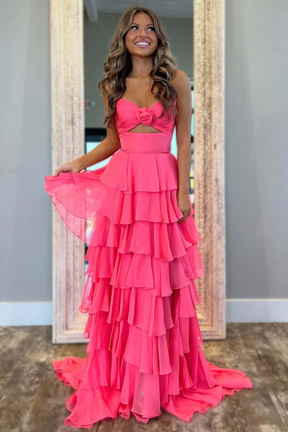 Black Prom Dress White Prom Dress Sweetheart Ruffled Long Formal Dress With Slit